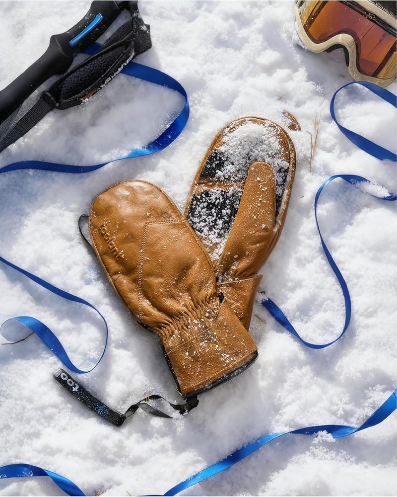 toolant Leather Ski Mittens, Winter Gifts for Men & Women, 3M Thinsulate, Waterproof & Durable for Snowboarding, Outdoors - Image 2
